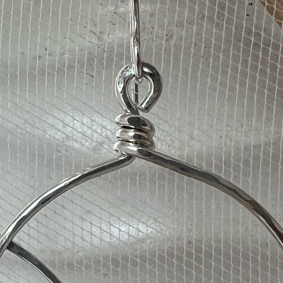 Artisan Sterling Silver Hammered Hoops .925 - Picture 5 of 14